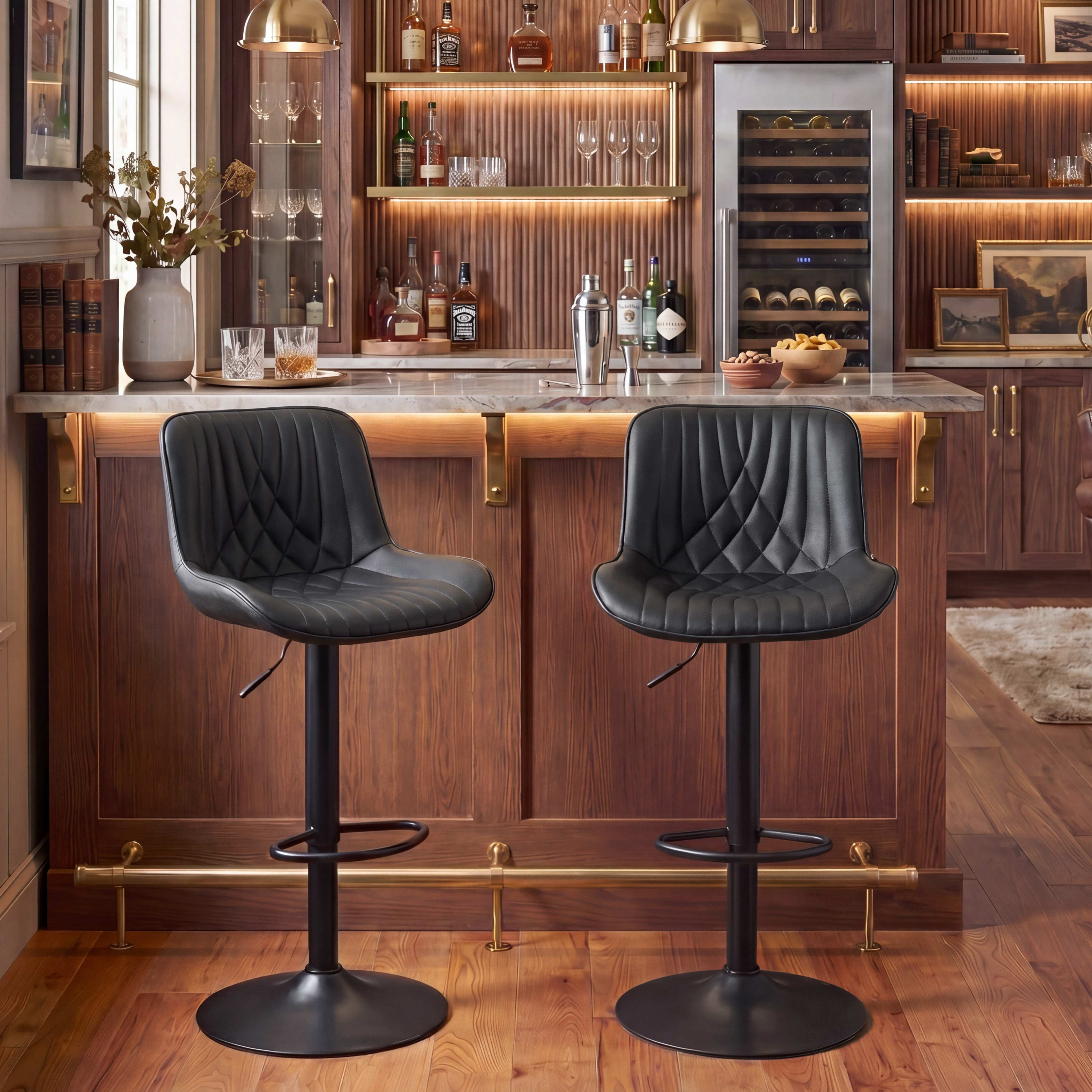 Hokku Designs Zager Faux Leather Swivel Adjustable Height Bar